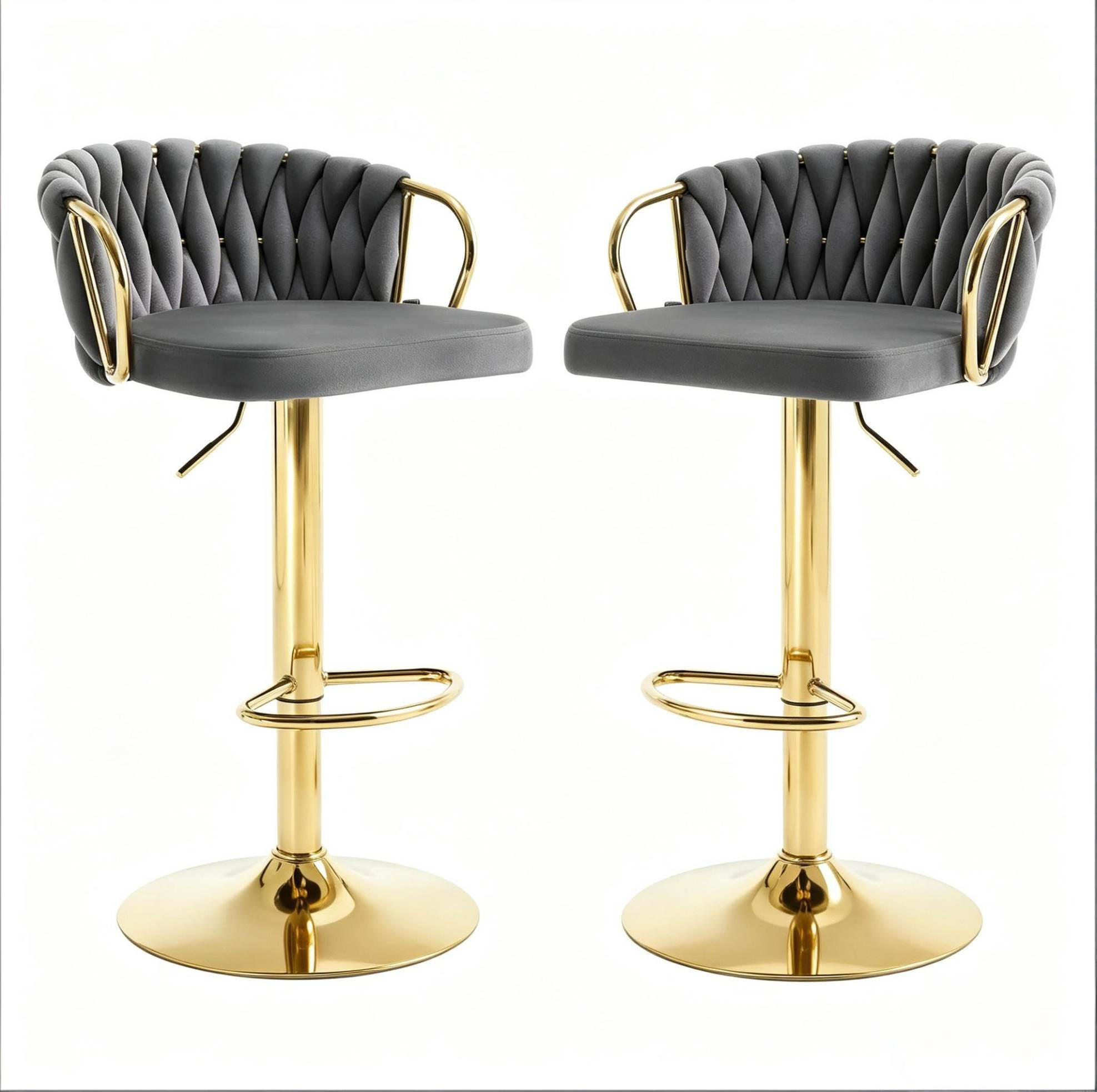 BARHOCKER Dunkelgrau im 2er-Set, höhenverstellbar und 360° drehbar - Dunkelgrau, Metall (49.5/98/50.5cm) - MIVRAY