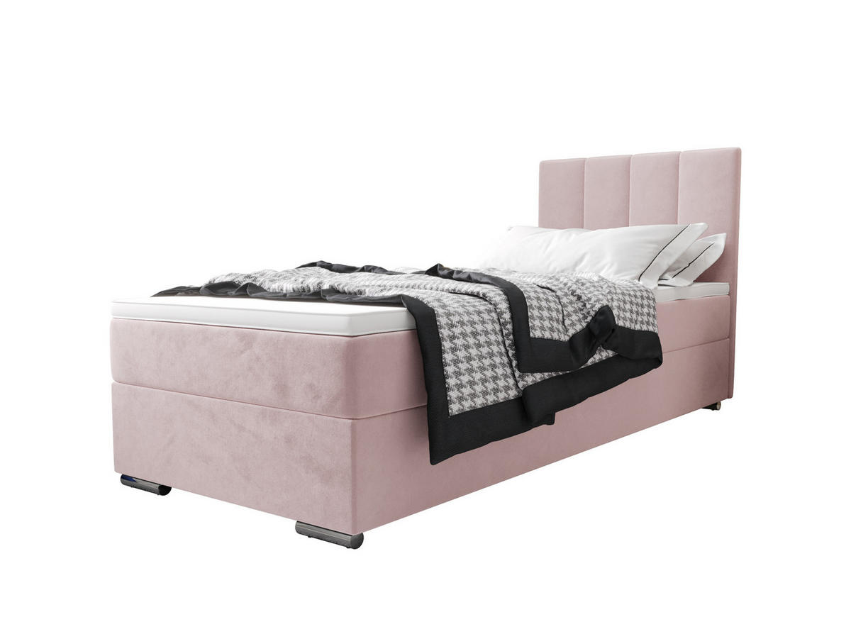 BOXBETT ZILANO 2 mit Matratze H3 und Topper 90x200 Itaka 58 - Pink, Holz/Textil (90/200cm) - Bedante