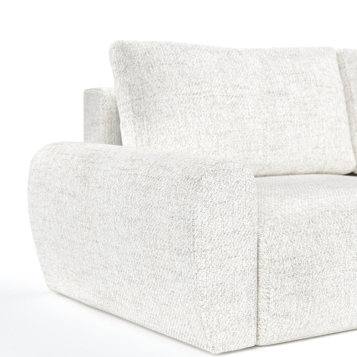 ECKSOFA OMARI mit Schlaffunktion Creme im Neve Stoff - Creme/Schwarz, Holz/Holzwerkstoff (253/153cm) - AltaBeds