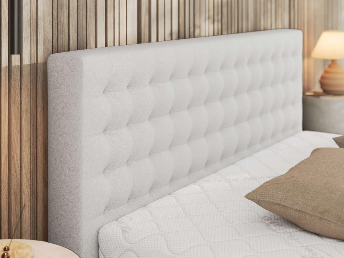 POLSTERBETT PAVO CLASSIC 140/200 - Weiß Kunstleder - Schaum-Matratze - Weiß, Textil (140/200cm) - MKS