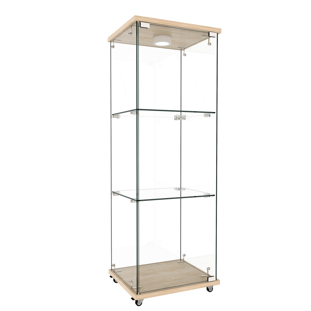 VITRINE in Naturfarben Glasvitrine mit LED-Beleuchtung für Wohn- und Schlafzimmer, B42.5/T36.5/H120cm - Naturfarben, Glas/Holzwerkstoff (42.5/120/36.5cm) - STILVORA