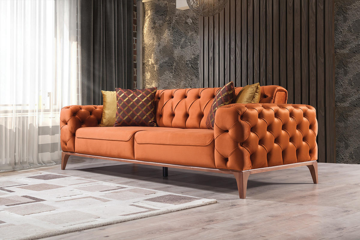 SITZGARNITUR Roma Braun-Terracotta Stellvariante:3+3 - Grau, Holz (240/81/103cm) - Villa Möbel