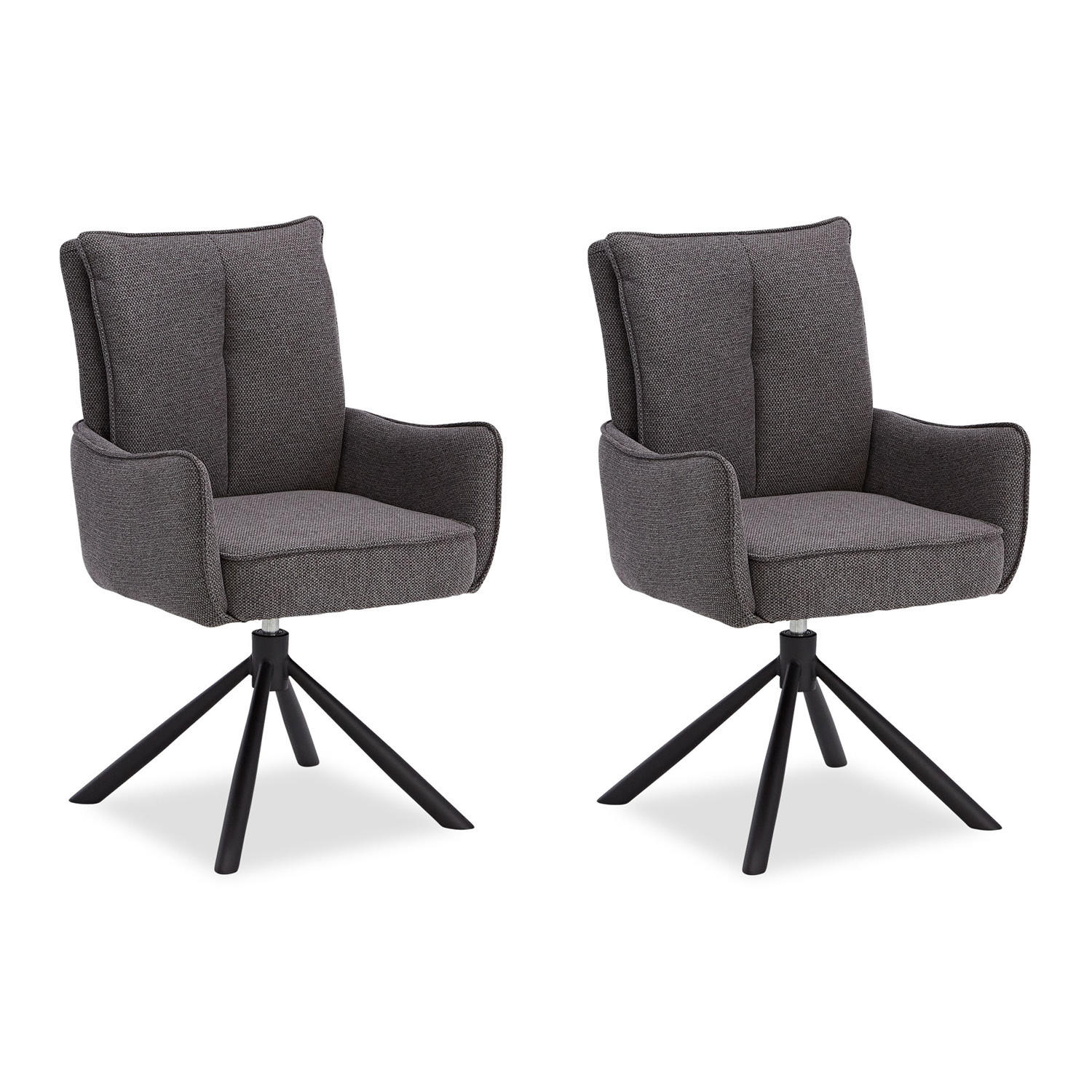 ARMLEHNENSTUHL in Anthrazit 2 Stück drehbar - Anthrazit, Textil (59/94/64cm) - Homestyle4u