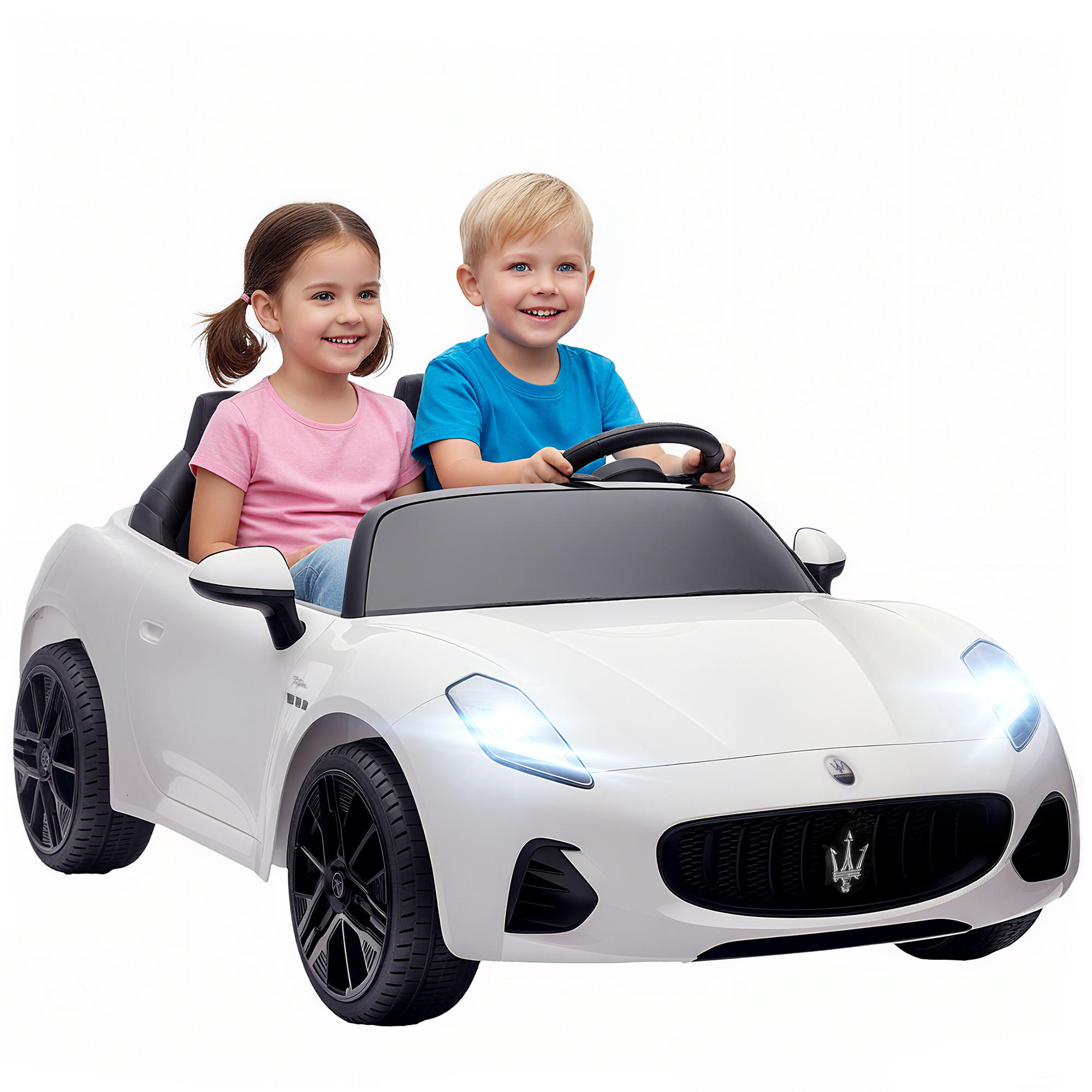 ELEKTROAUTO DE-06176 2-Sitzer mit Fernbedienung und LED Weiß - Weiß, Kunststoff/Metall (120/72/50cm) - ComfortXL