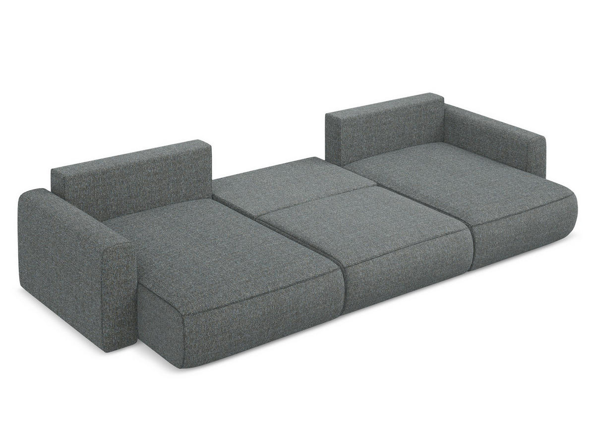 WOHNLANDSCHAFT Strukturstoff Stoff Grau - Dunkelgrau/Schwarz, Kunststoff/Textil (340/82/149cm) - Makamii