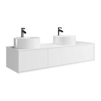 DOPPELWASCHTISCH - 150cm x 47cm - Holzspan - weiß - ISAURE - Weiß, Holz (150/32/47cm) - Vente-Unique