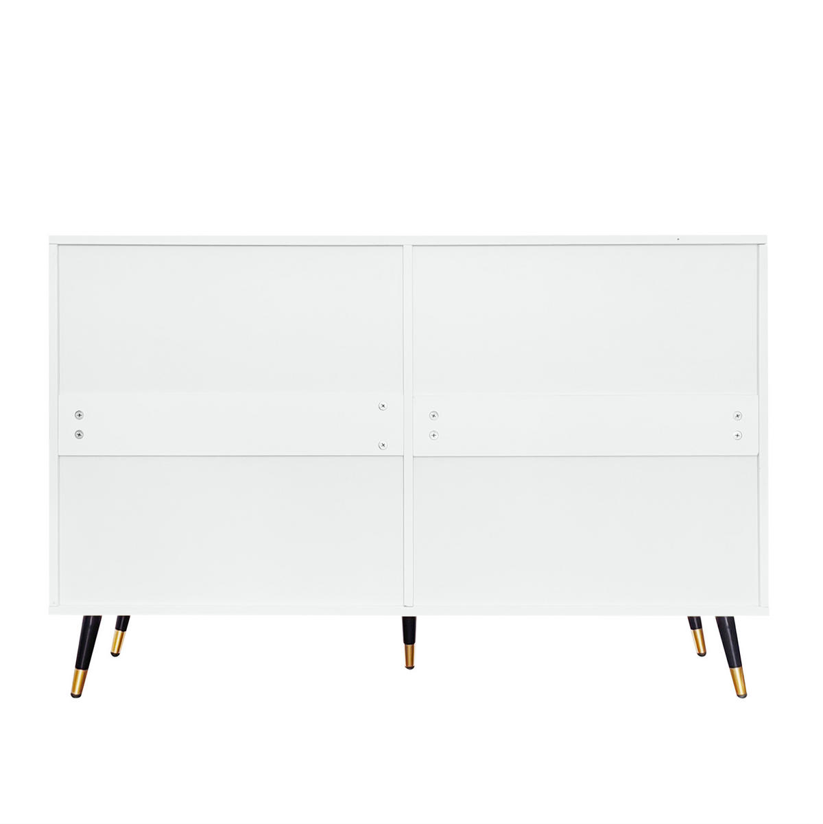 SIDEBOARD 120/40/77 cm mit 6 Schubladen in Weiß und Gold - Weiß, Holzwerkstoff (120/77/40cm) - BEAOK