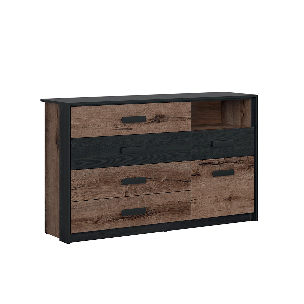 KOMODA Romane Dřevo a černá - černá, kompozitní dřevo (150/90/41cm) - Petits-meubles