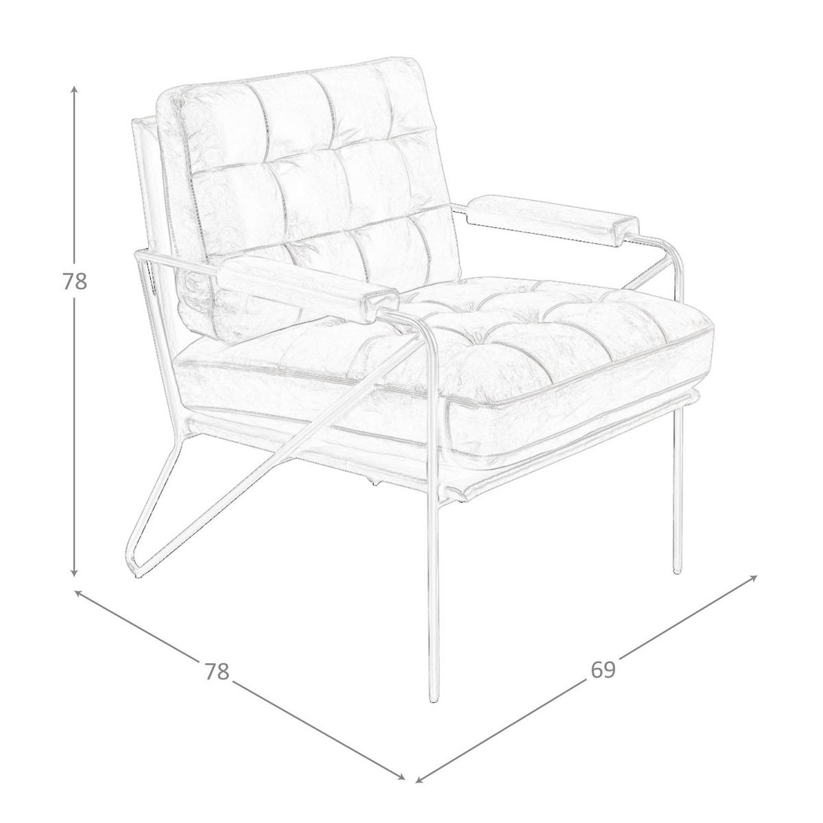 SESSEL Braun Stahl abgedunkelt 69/78/78 cm - Braun, Leder/Metall (69/78/78cm) - ANGEL CERDA