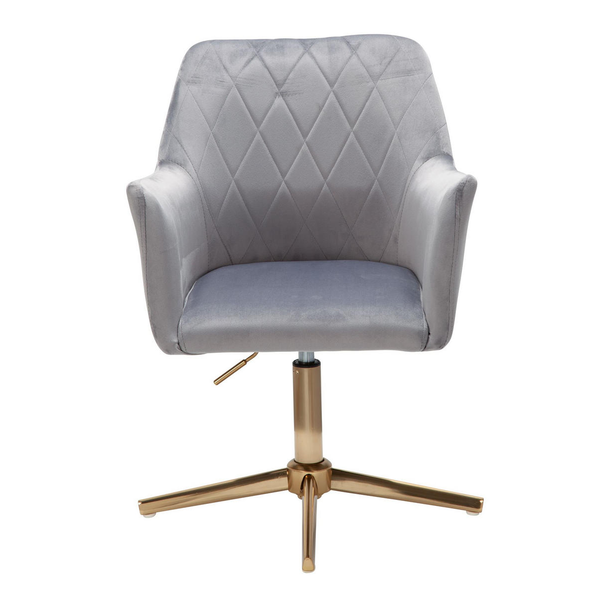 DREHSTUHL Samt mit Armlehnen Eisengestell 360° Funktion, Grau 97x55x55 cm - Goldfarben/Grau, Textil/Metall (97/55/55cm) - KADIMA DESIGN