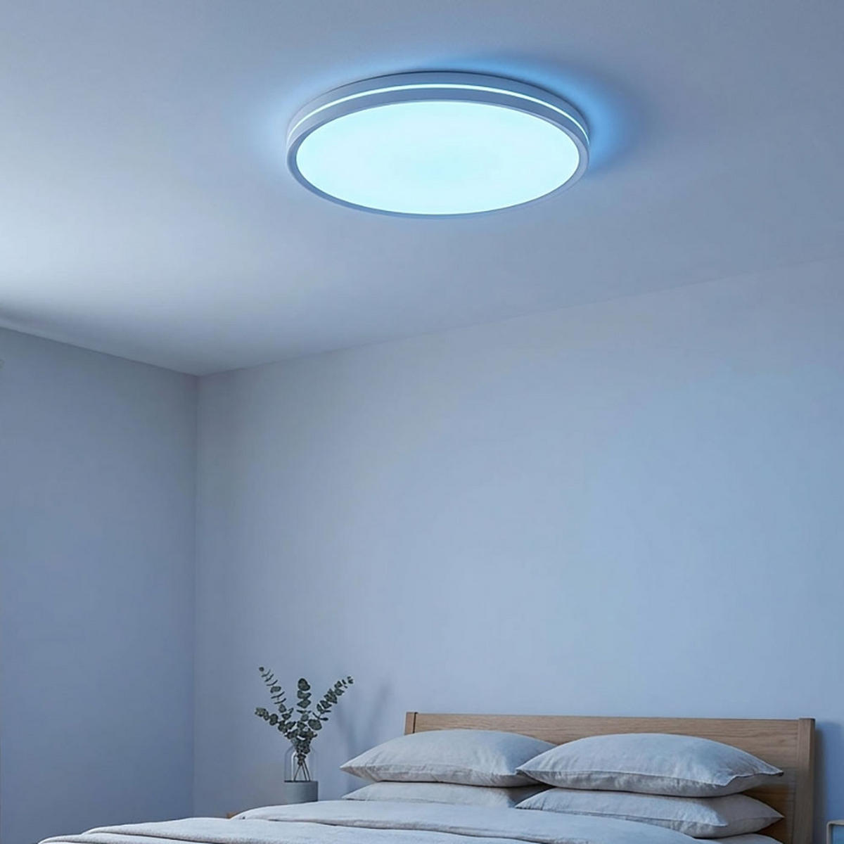 DECKENLEUCHTE DWAIN, WEISS, LED, DIMMBAR - Weiß, Kunststoff (37/37/7cm) - Globo Lighting