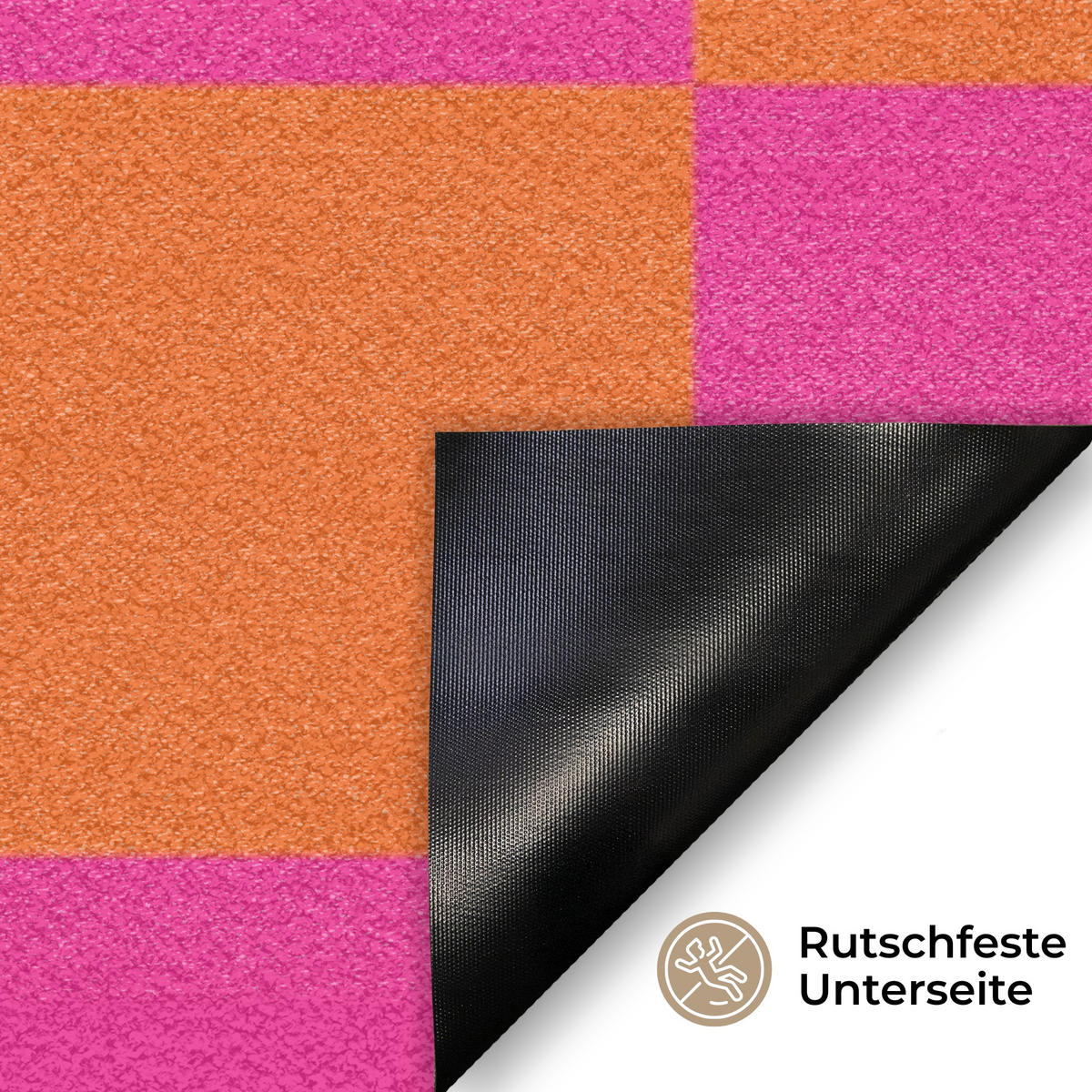 FUSSMATTE Schachbrettmuster - Orange - Rosa - Blöcke 60x40 cm - Pink, Kunststoff (60/0.4cm) - MuchoWow