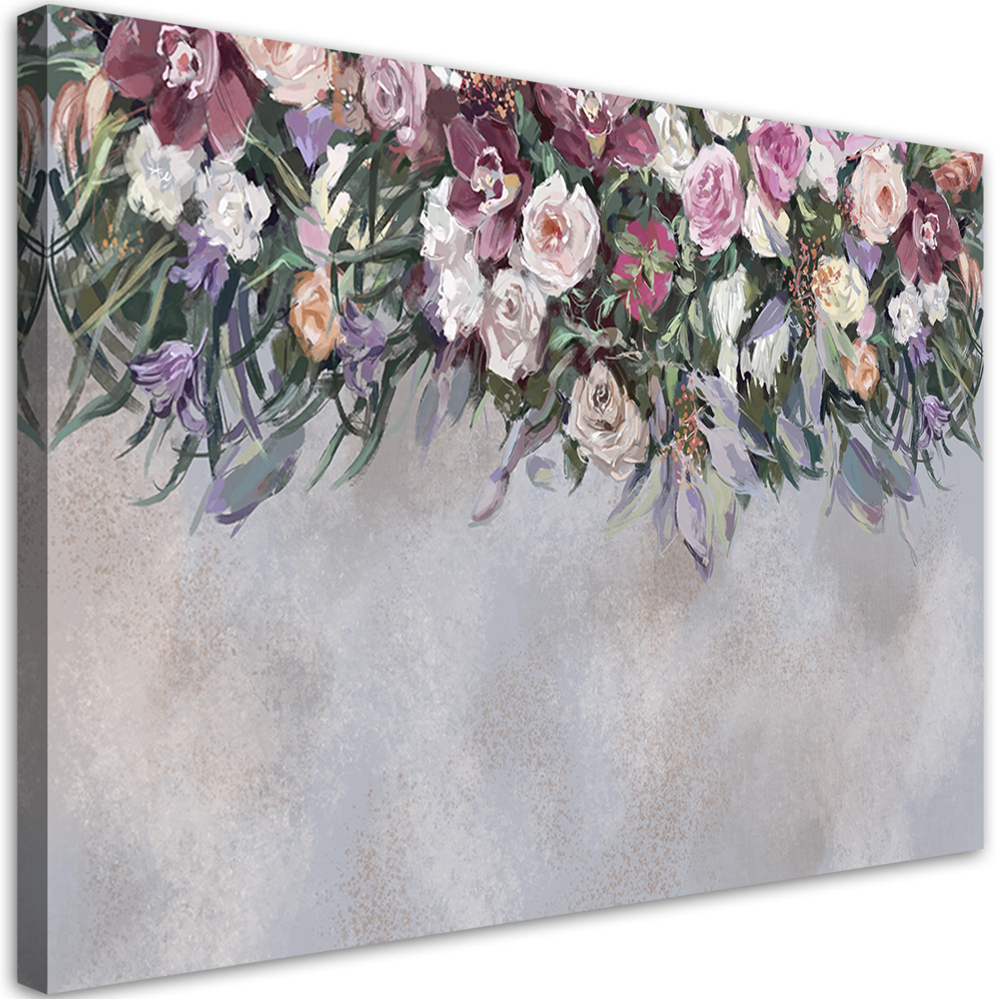 WANDBILD blumen überwachsen - Silberfarben, Textil (60/40cm) - Feeby