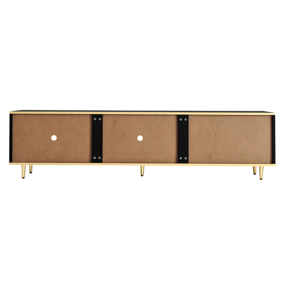 TV-SCHRANK 175/40/45 cm schwarz mit geschnitzter Struktur und goldenen Griffen - Schwarz, Holzwerkstoff (175/45/40cm) - OKWISH