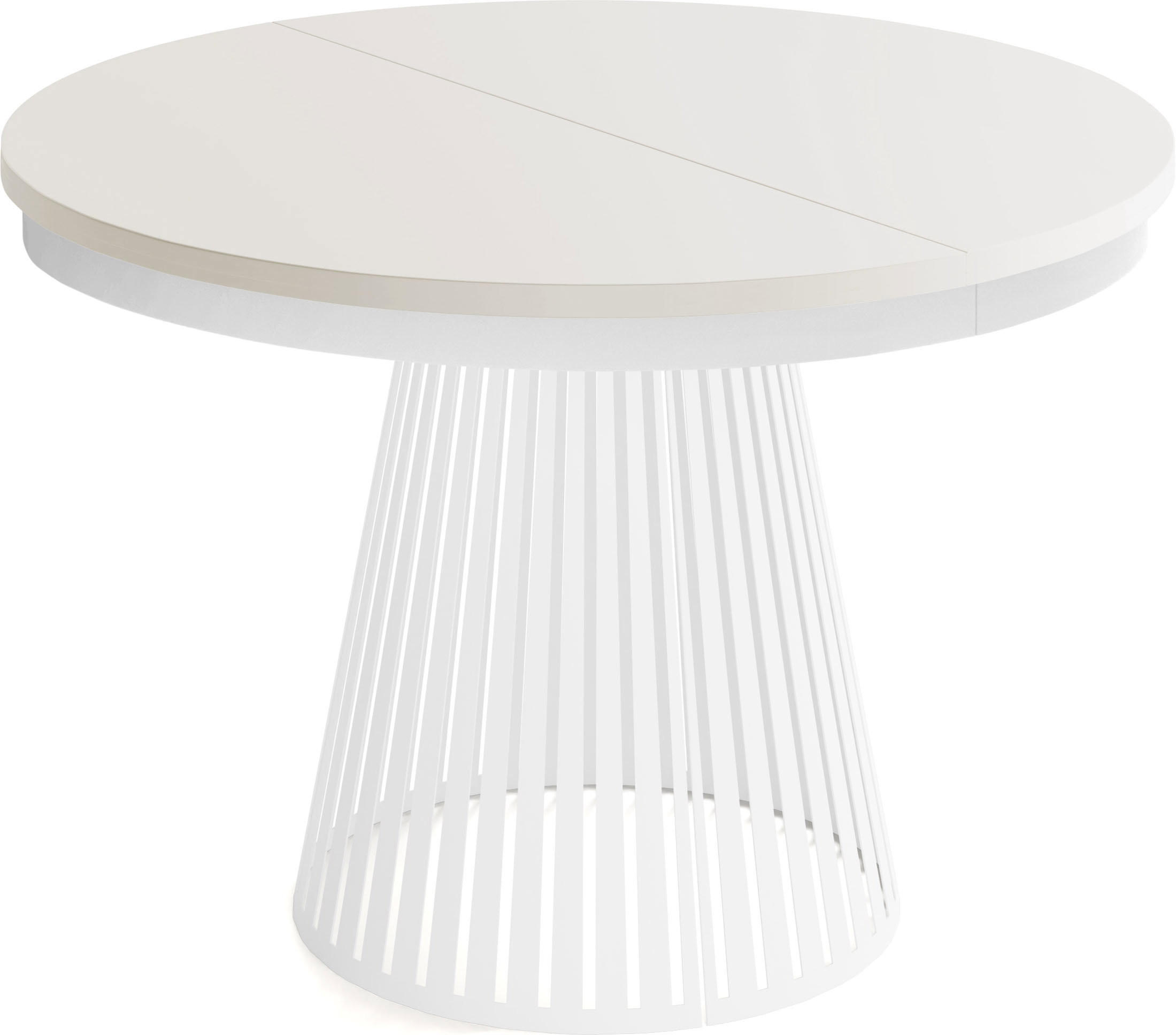 ESSTISCH Naro rund ausziehbar mit Weißem Lamellen-Metallgestell, Beige Cashmere 120-200/120/76 cm - Kaschmir/Beige, Holzwerkstoff/Metall (120/196/76cm) - WFL GROUP