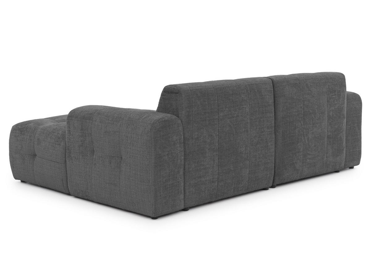 ECKSOFA Kozy im Bumpy-Design mit fester Rückenlehne aus weichem Grau Chenille-Stoff - Ottomane rechts - Schwarz/Grau, Holz/Kunststoff (234/161cm) - S-Style Möbel