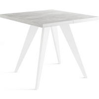 ESSTISCH Quadro quadratischer ausziehbarer, Grauer Beton 100-150/100/76 cm - Hellgrau/Weiß, Holz/Holzwerkstoff (100/150/76cm) - WFL GROUP