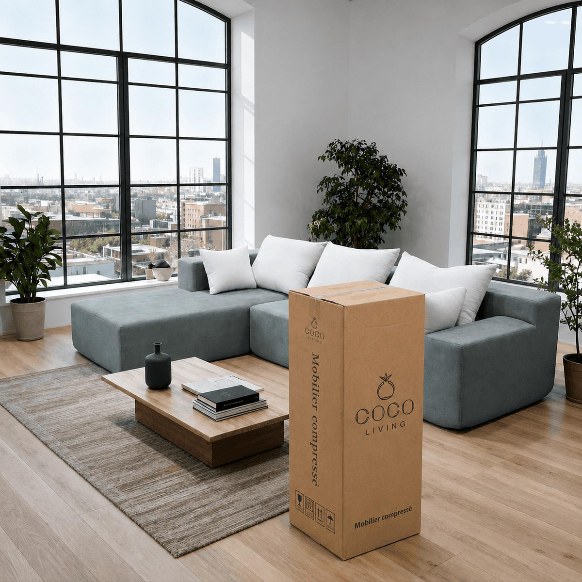 ECKSOFA Luna Salbei Weiß 3-Sitzer Links - Salbeigrün, Textil (267/175cm) - COCO Living
