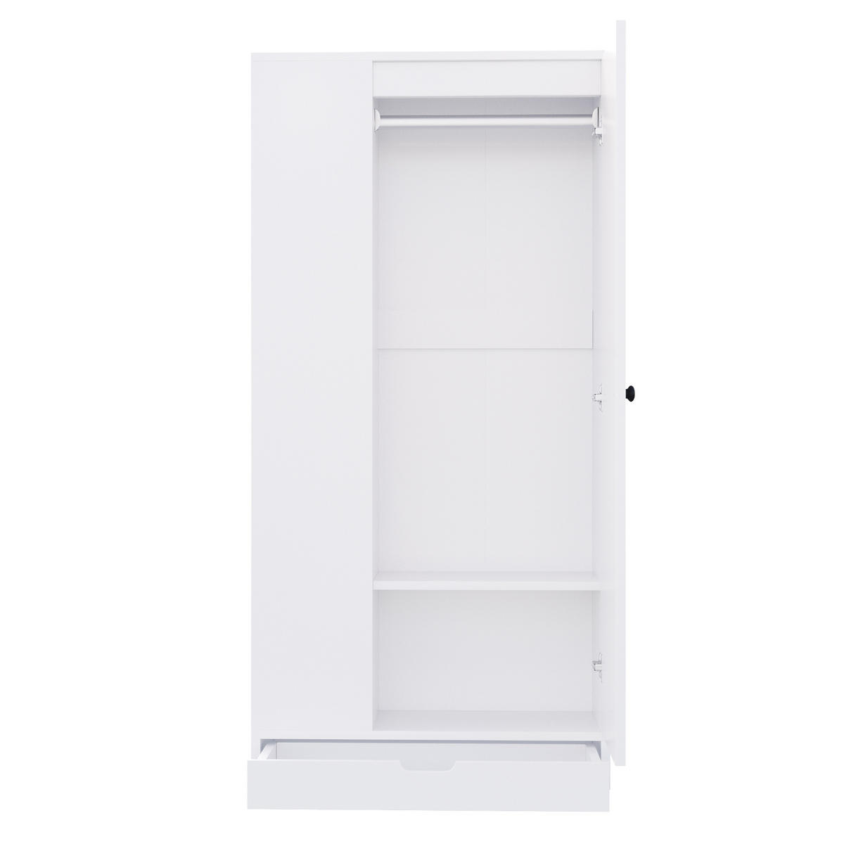 KLEIDERSCHRANK 70x40x170cm 1 Tür Einlegeböden Weiß - Weiß, Holz (70/170/40cm) - FLIEKS