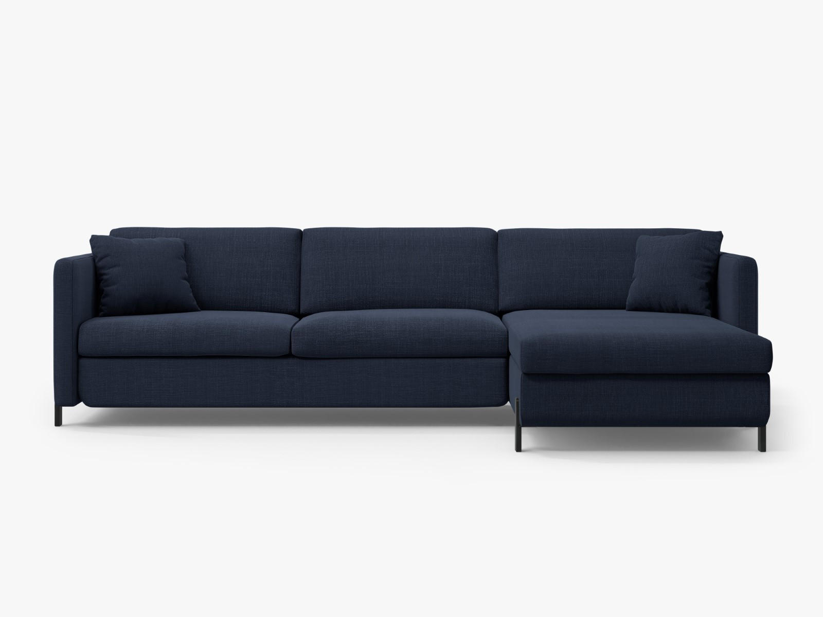 ECKSOFA ausklappbar rechts mit Container Gloria aus strukturiertem Stoff blau 4 Sitzplätze - Blau, Textil (170/260cm) - Micadoni