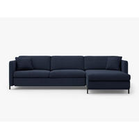 ECKSOFA ausklappbar rechts mit Container Gloria aus strukturiertem Stoff blau 4 Sitzplätze - Blau, Textil (170/260cm) - Micadoni