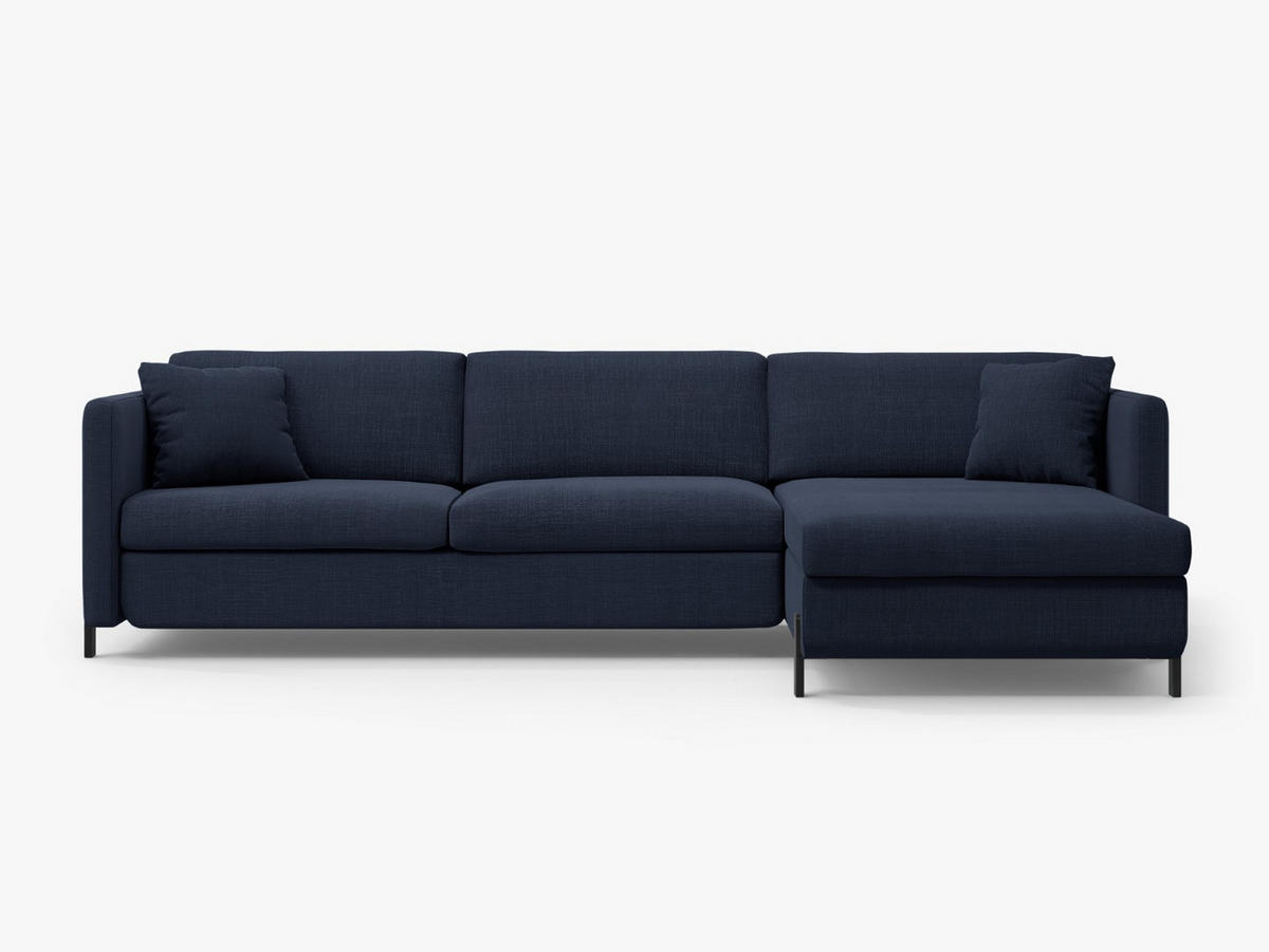 ECKSOFA ausklappbar rechts mit Container Gloria aus strukturiertem Stoff blau 4 Sitzplätze - Blau, Textil (170/260cm) - Micadoni