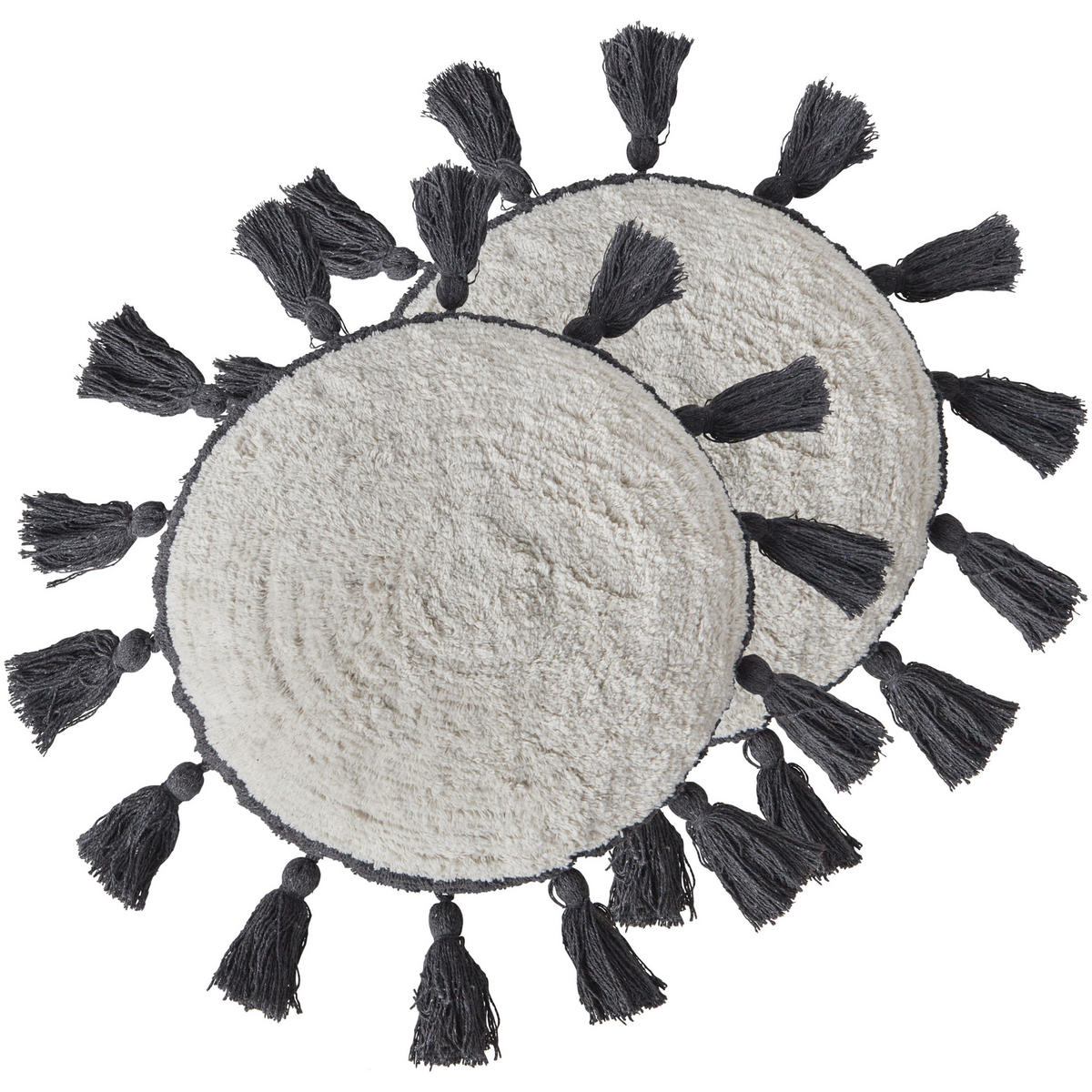 Dekokissen 2er-Set Cremeweiß 40/40 cm Thistle - Weiß/Grau, Naturmaterialen (40/40cm) - Beliani