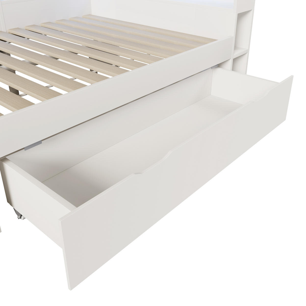 POLSTERBETT 140x200 cm in Weiß mit LED-Beleuchtung & USB-C - Weiß, Holzwerkstoff (140/200cm) - Modfu