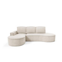ECKSOFA Flow Hellbeige, mit Schlaffunktion und Kissen in Curio Stoff, linke seite - Creme, Holzwerkstoff/Textil (277/157cm) - Bettso