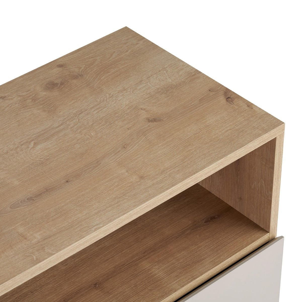 SIDEBOARD 2 Türen Fach Kaschmir- und Holzdekor 40/80/80 cm - Beige, Holzwerkstoff (40/80/44cm) - Calicosy