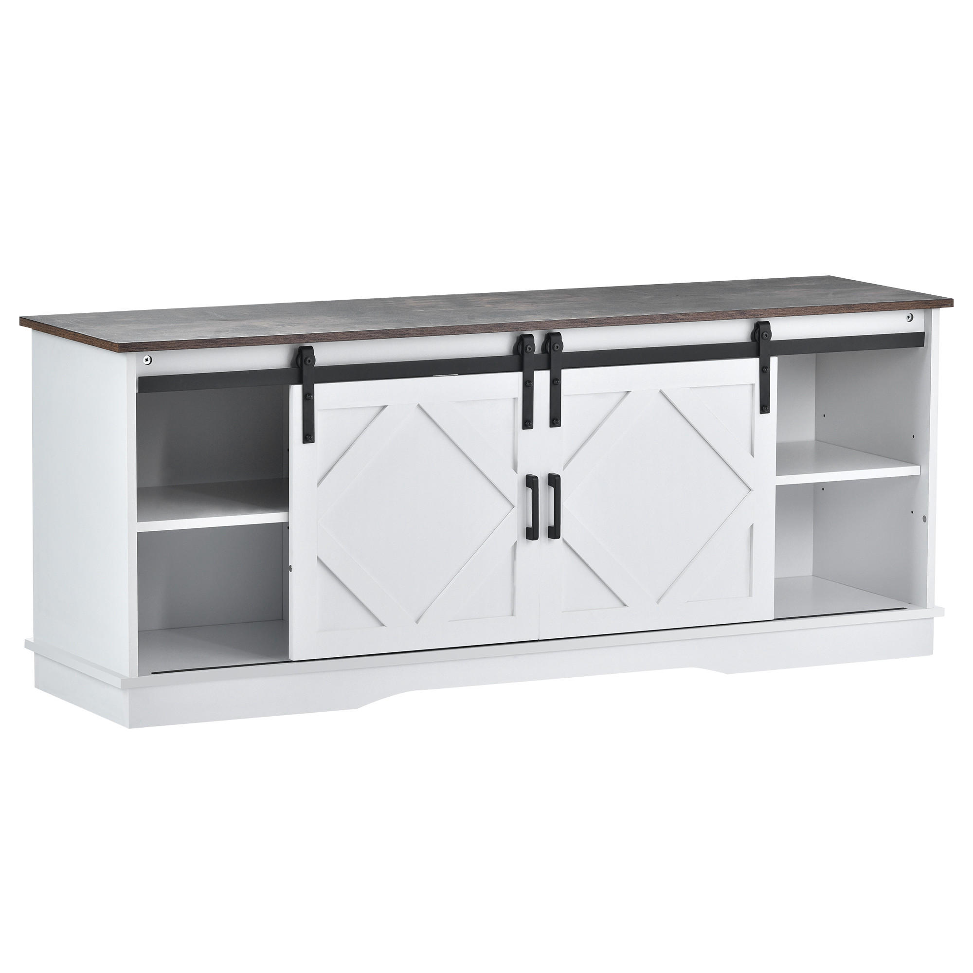 TV-SCHRANK weiß-braun mit höhenverstellbaren Einlegeböden 150 × 40 × 60 cm aus Spanplatte - Weiß, Holzwerkstoff (150/60/40cm) - Luhomfu