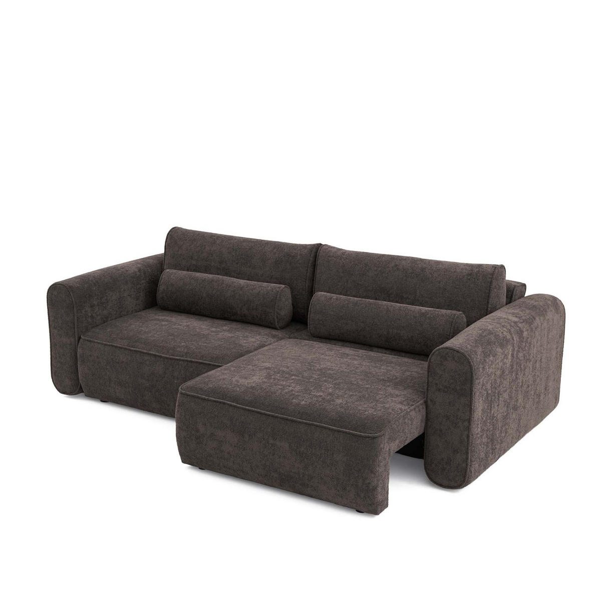 ECKSOFA MOTION mit Schlaffunktion 130x200 Webstoff Braun - Schwarz/Braun, Holz/Textil (250/166cm) - Muffo