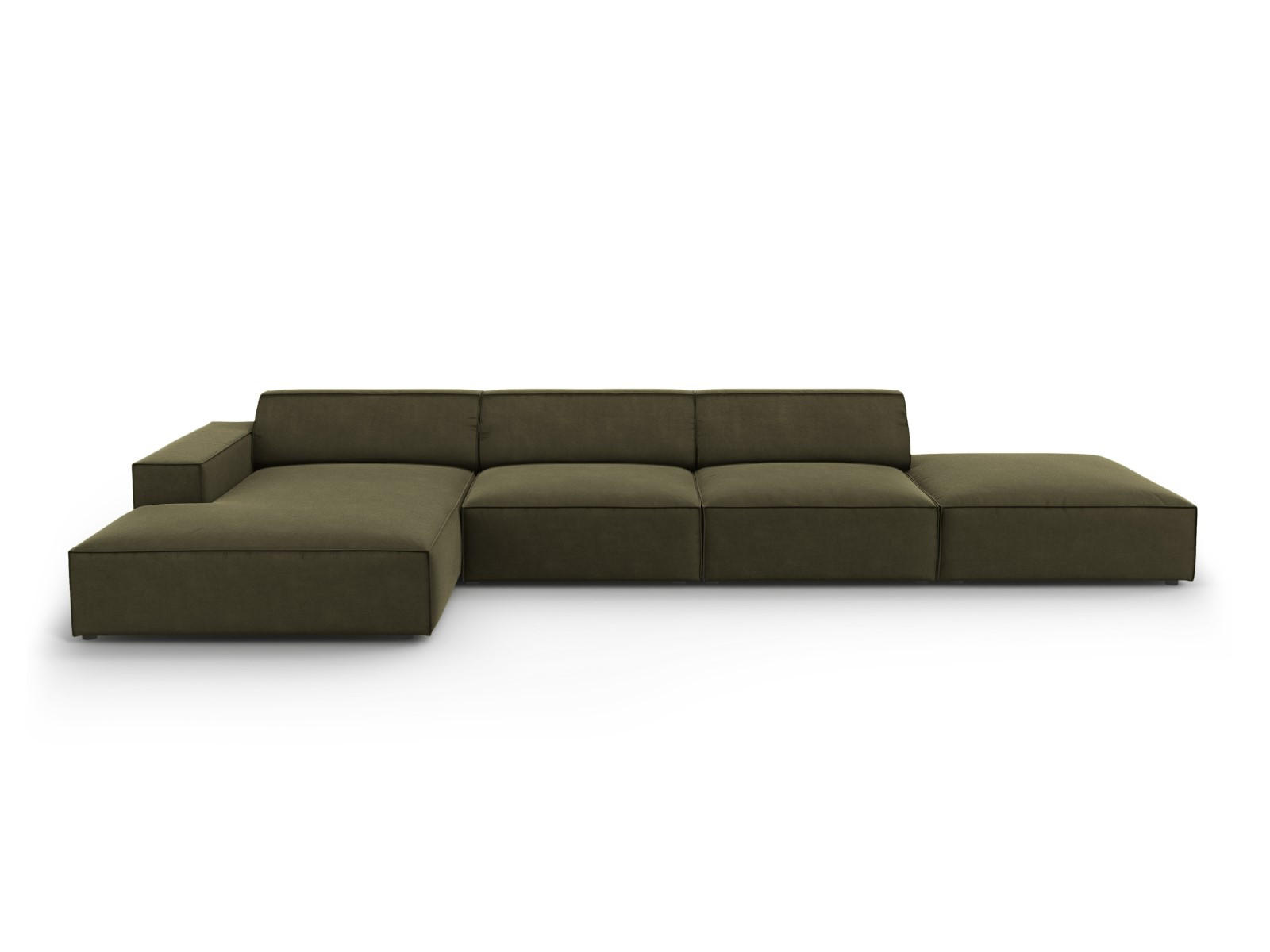 ECKSOFA links Jodie aus Samt grün 5 Sitzplätze - Grün, Textil (166/341cm) - Micadoni