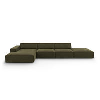 ECKSOFA links Jodie aus Samt grün 5 Sitzplätze - Grün, Textil (166/341cm) - Micadoni