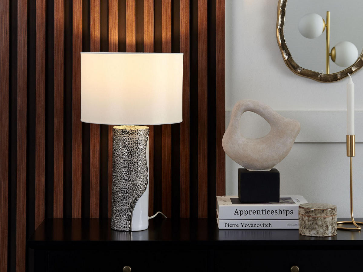 TISCHLAMPE Aiken 30/30/52 cm - Weiß, Keramik (30/30/52cm) - Beliani