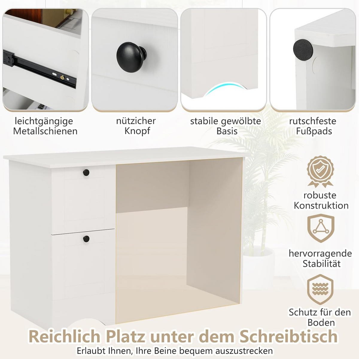 DATORBORD vitt - Vit, Träbaserade material (50/109/75cm) - COSTWAY
