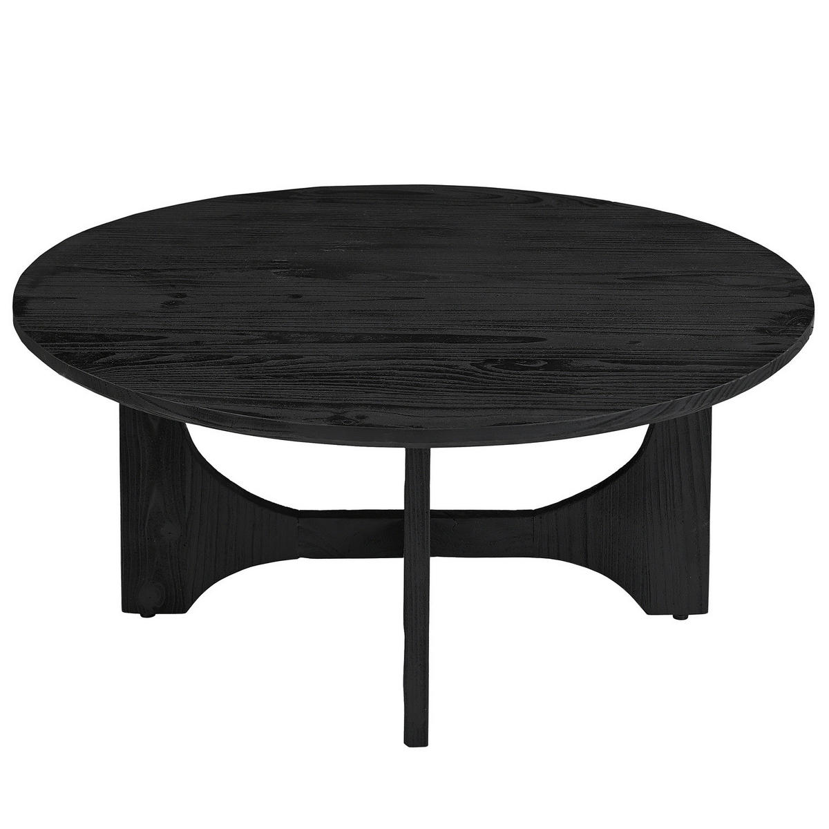 MASSIVER COUCHTISCH - rund - Pinie Schwarz - Schwarz, Holz (90/90/40cm) - home24