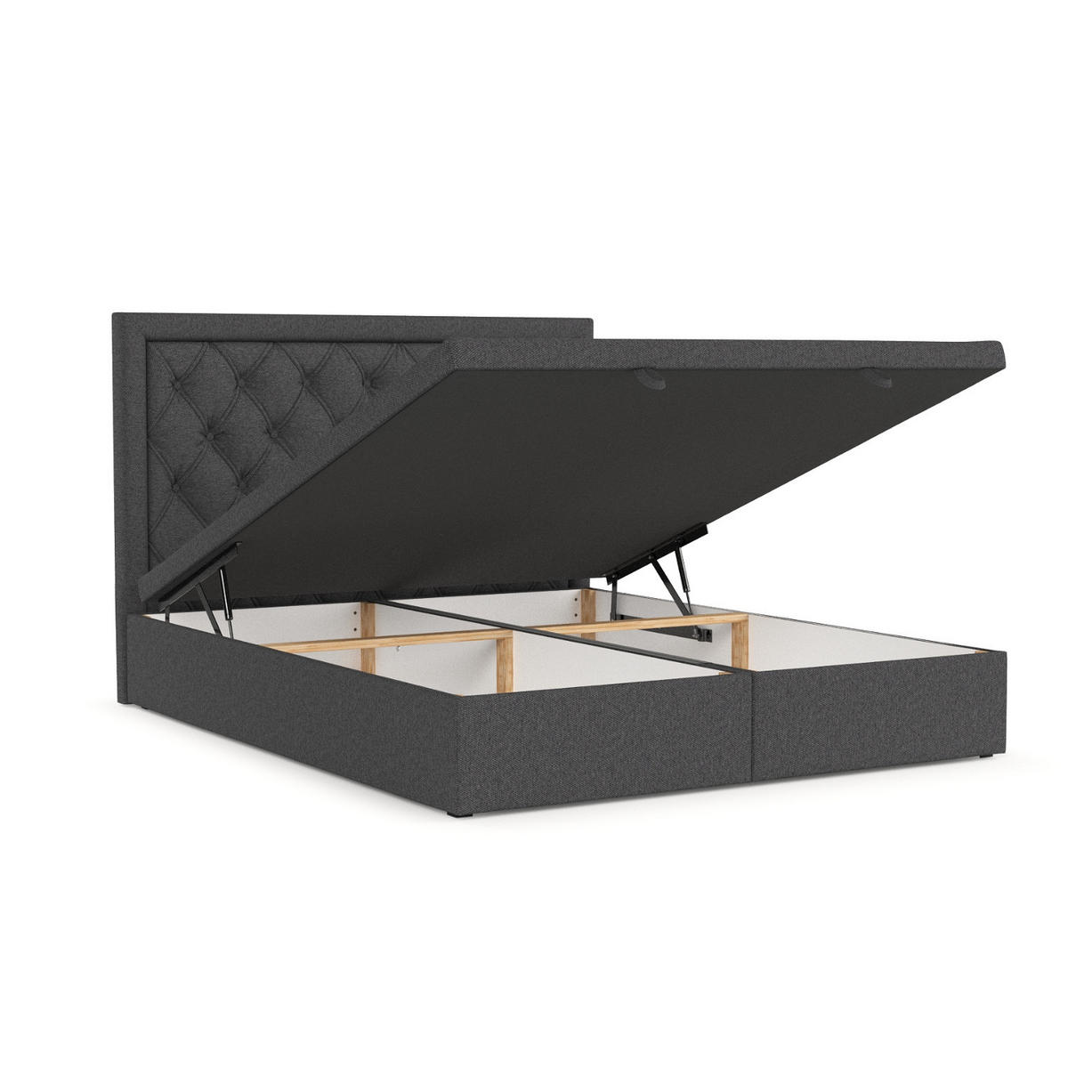 POLSTERBETT Nicobar mit Stauraum 140/200 cm Anthrazit im Megan Stoff - Anthrazit/Schwarz, Holz/Holzwerkstoff (140/200cm) - AltaBeds