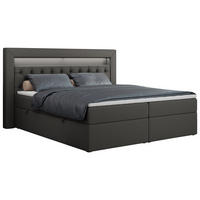 BOXBETT GOLD-6 LED 120/200 Dunkelgrau Kunstleder - H3 - Dunkelgrau, Holz/Textil (120/200cm) - MKS