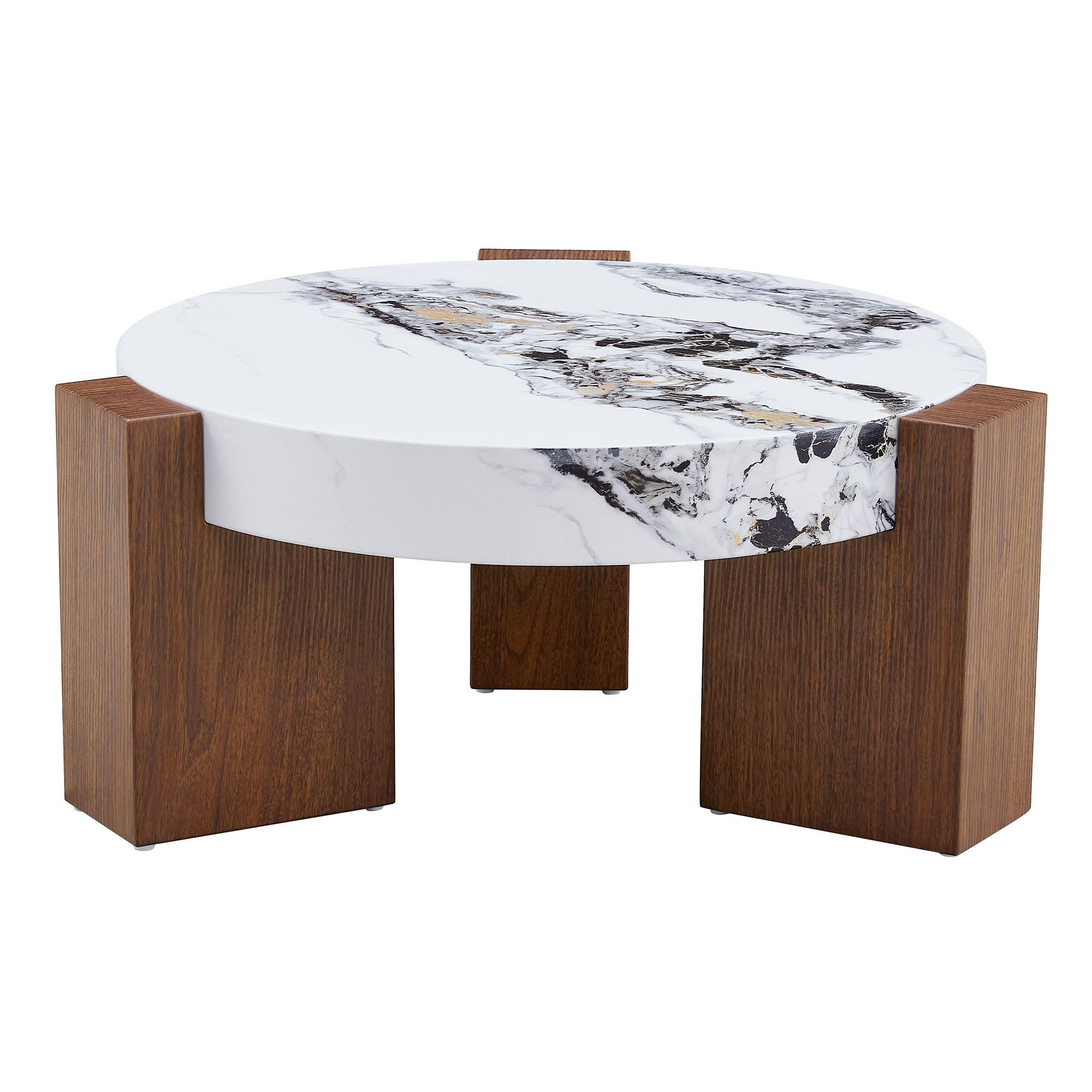 COUCHTISCH-SET 61/61/30 cm nussbaumfarben Weiß aus Holzwerkstoff Glas als 2-in-1 Satztisch - Nussbaumfarben, Holzwerkstoff (61/61/30cm) - OKWISH