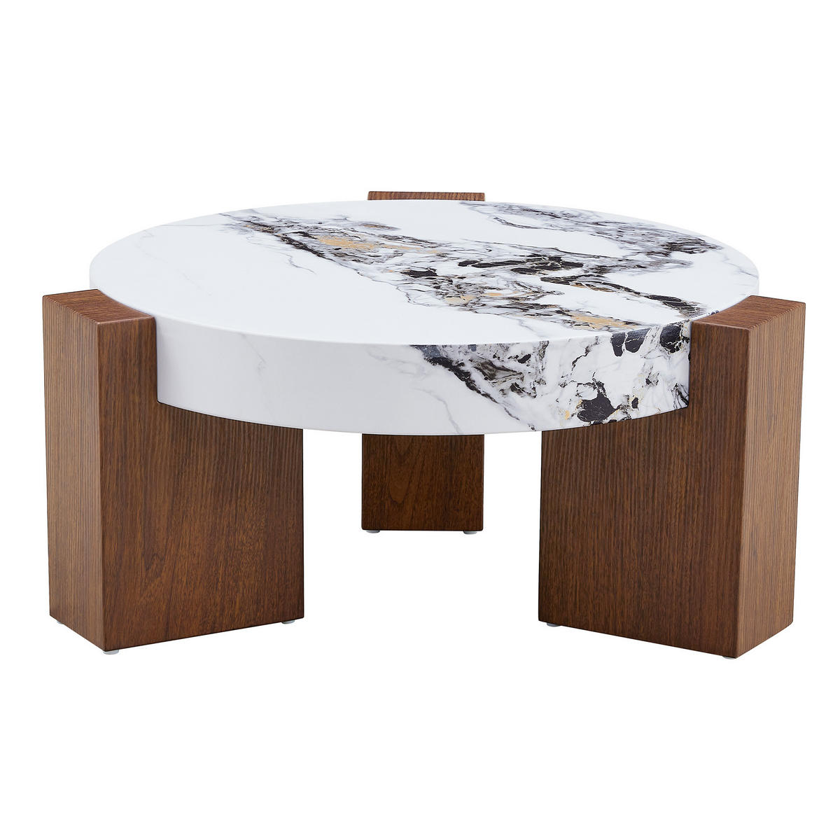 COUCHTISCH-SET 61/61/30 cm nussbaumfarben Weiß aus Holzwerkstoff Glas als 2-in-1 Satztisch - Nussbaumfarben, Holzwerkstoff (61/61/30cm) - OKWISH