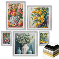 WANDBILDER 5er Set - 50x50 cm & 20x30 cm & 40x60 cm Silberner Rahmen - Amalfi-Zitronen und -Orangen - Silberfarben, Kunststoff (40/60cm) - ArtPrintCave