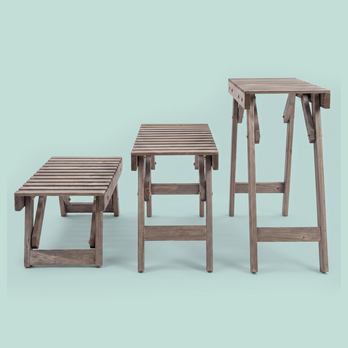 BLUMENSTÄNDER Braun 3er-Set Tannenholz 70x25 cm - Braun, Holz (70/49/25cm) - Relaxdays