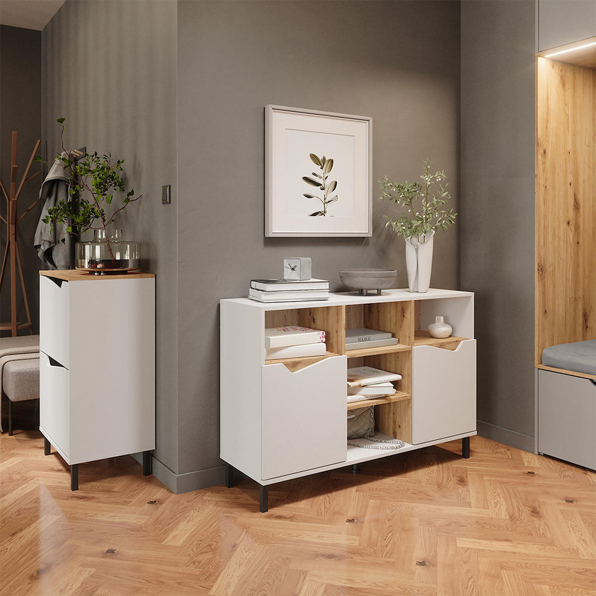 BOTNÍK NA BOTY Marelle Bílá/Artisan - bílá, kompozitní dřevo (60/91.6/38cm) - Vicco