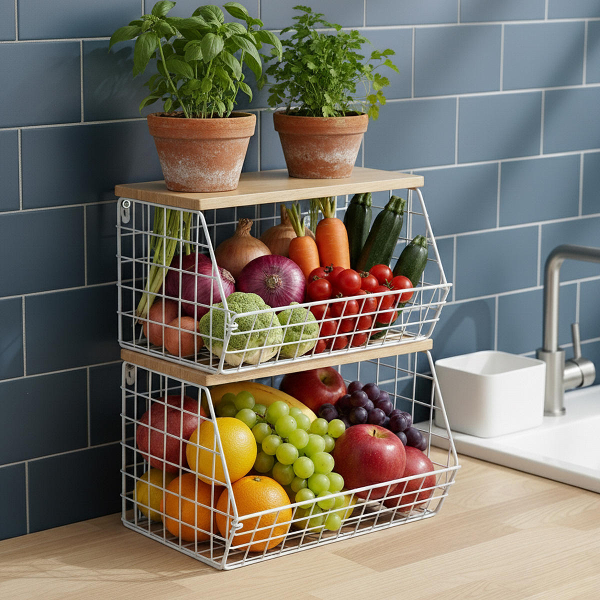 OBSTKORB Wandregal - Weiß, Holzwerkstoff/Metall (30cm) - Relaxdays