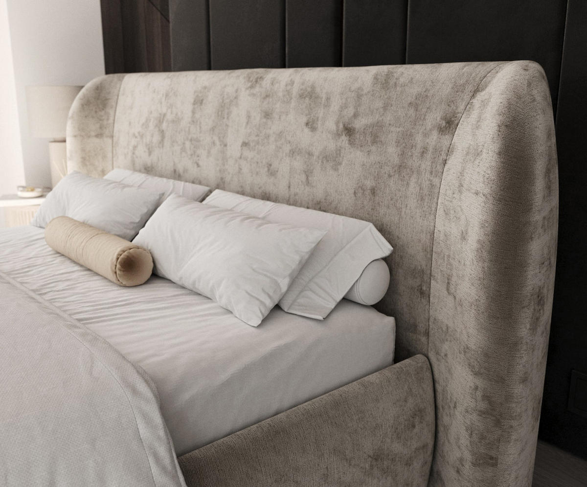 POLSTERBETT Bellano mit Stauraum 140/200 cm Beige im Lotta Stoff - Beige/Schwarz, Holz/Holzwerkstoff (140/200cm) - AltaBeds