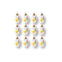 OSTERSET Ostereier mit Küken Weiß 6cm (Glas / 12 Stk.) - Weiß, Glas (4/6/4cm)