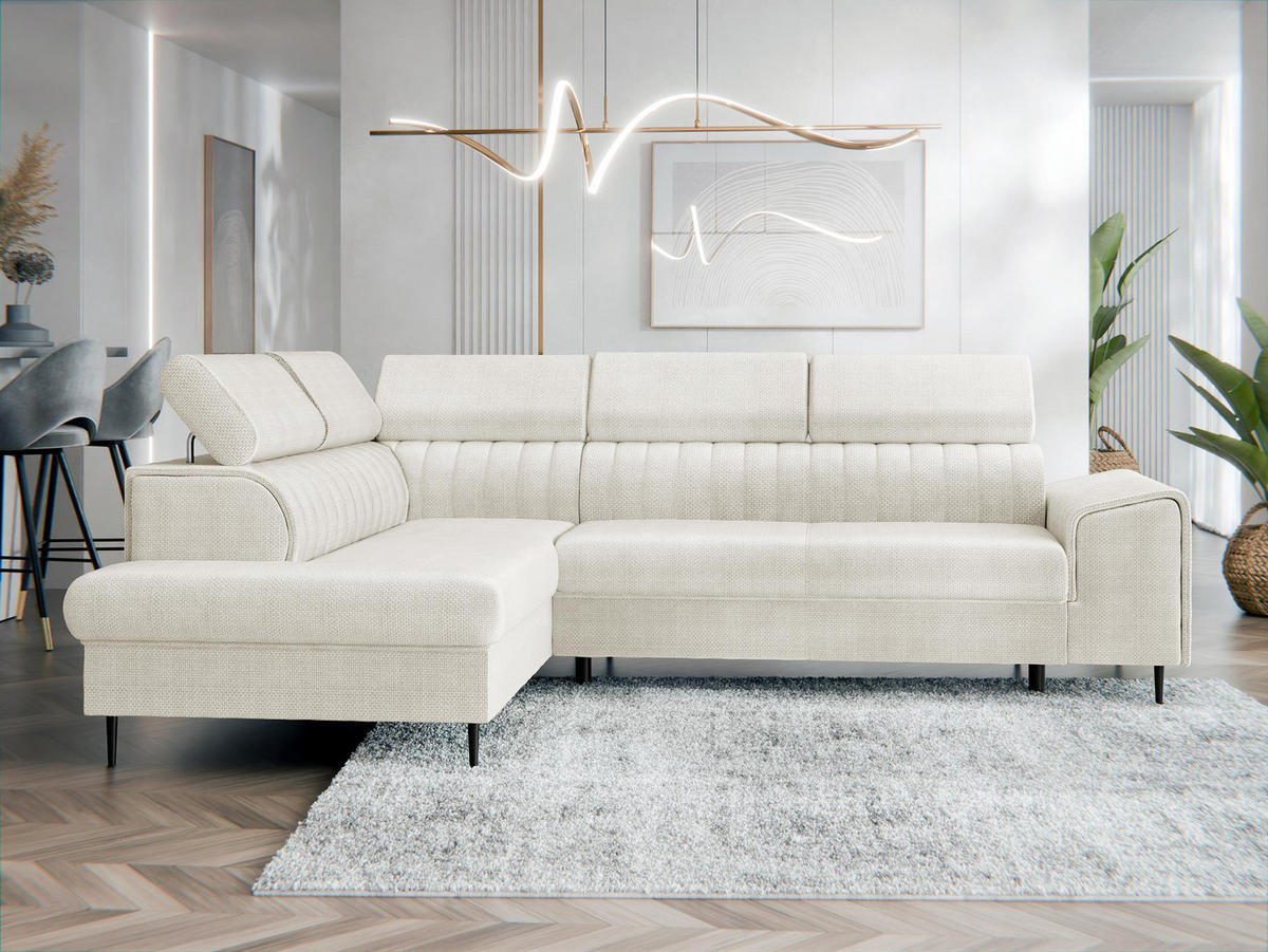ECKSOFA Kadurin, Seite: Links - Creme/Schwarz, Holz/Kunststoff (276/206cm) - MIRJAN24