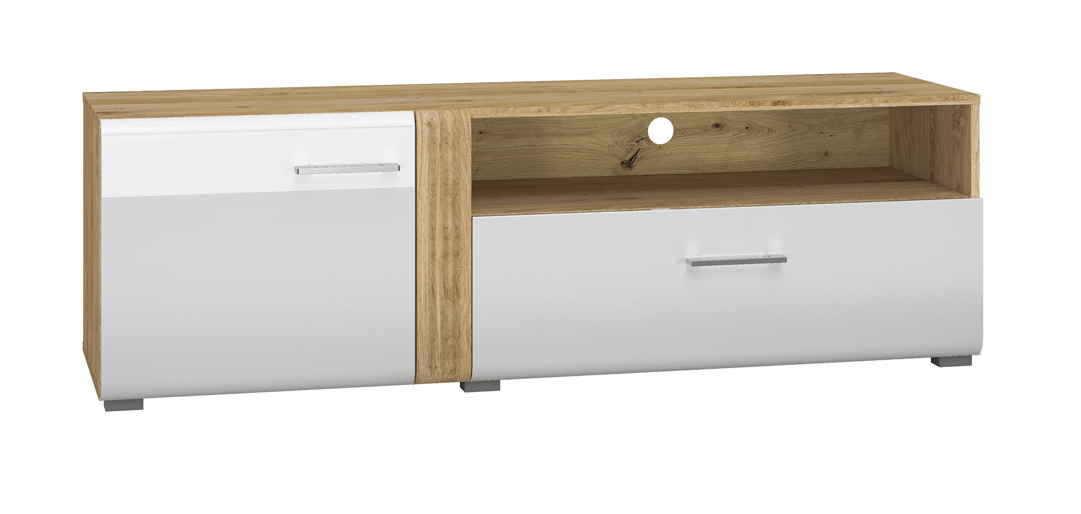 Feldmann-Wohnen Lowboard Weiß, Braun 150x47x42 cm