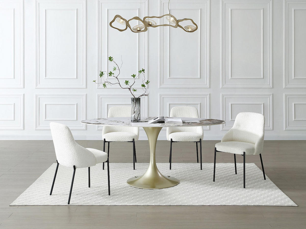ESSTISCH - 8 Personen - Keramik - Weiß, Goldfarben - ELVA - Goldfarben, Keramik (90/180/78cm) - Vente-Unique